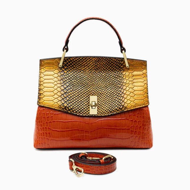 Solenne Croco Handle Bag