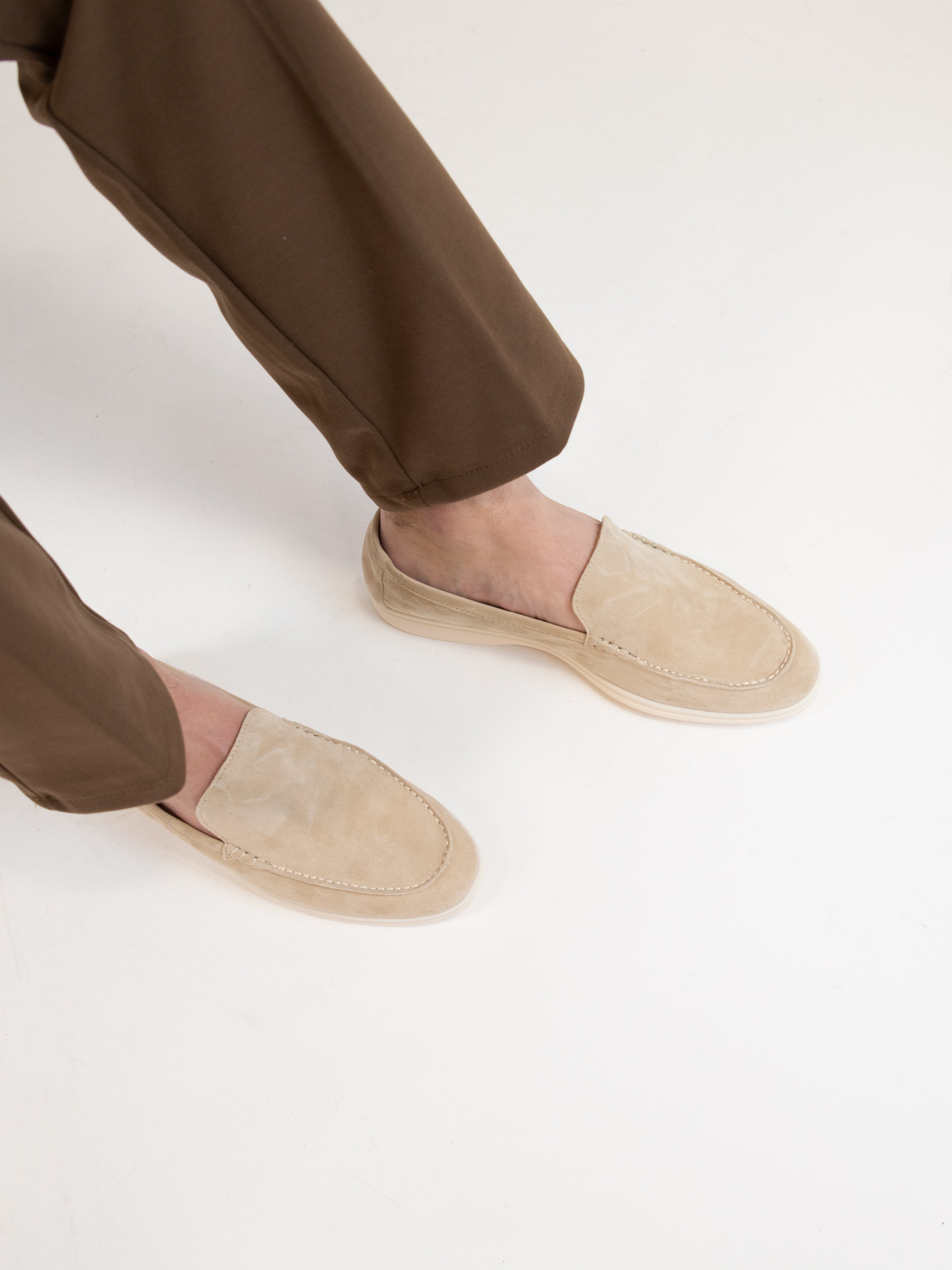 Marina Suede Loafers - Beige