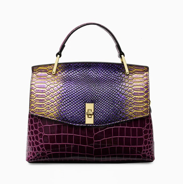 Solenne Croco Handle Bag