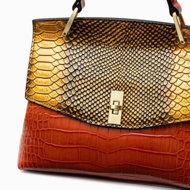 Solenne Croco Handle Bag