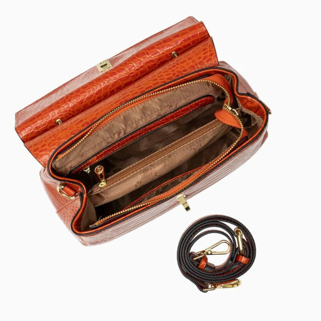 Solenne Croco Handle Bag