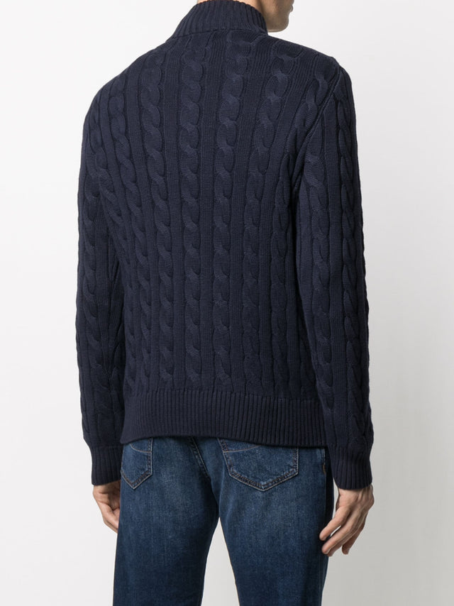 Nova Quarter Zip Sweater - Navy Blue
