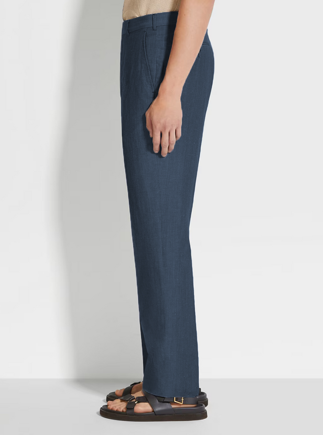 Adria Linen Trousers - Blue