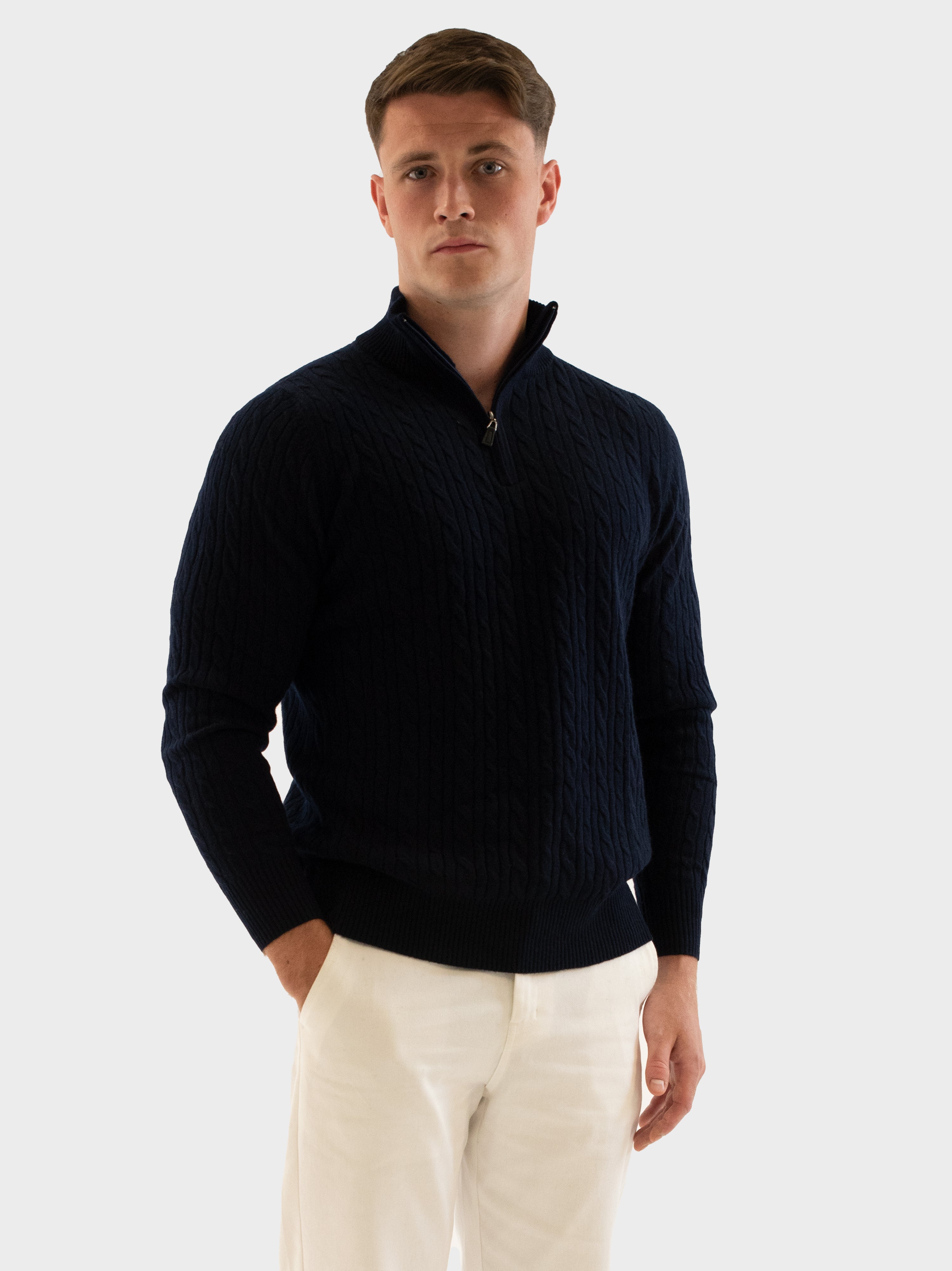 Nova Quarter Zip Sweater - Navy Blue