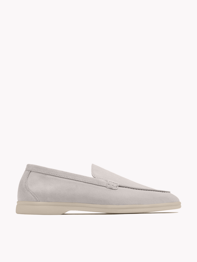 Marina Suede Loafers - Light Grey