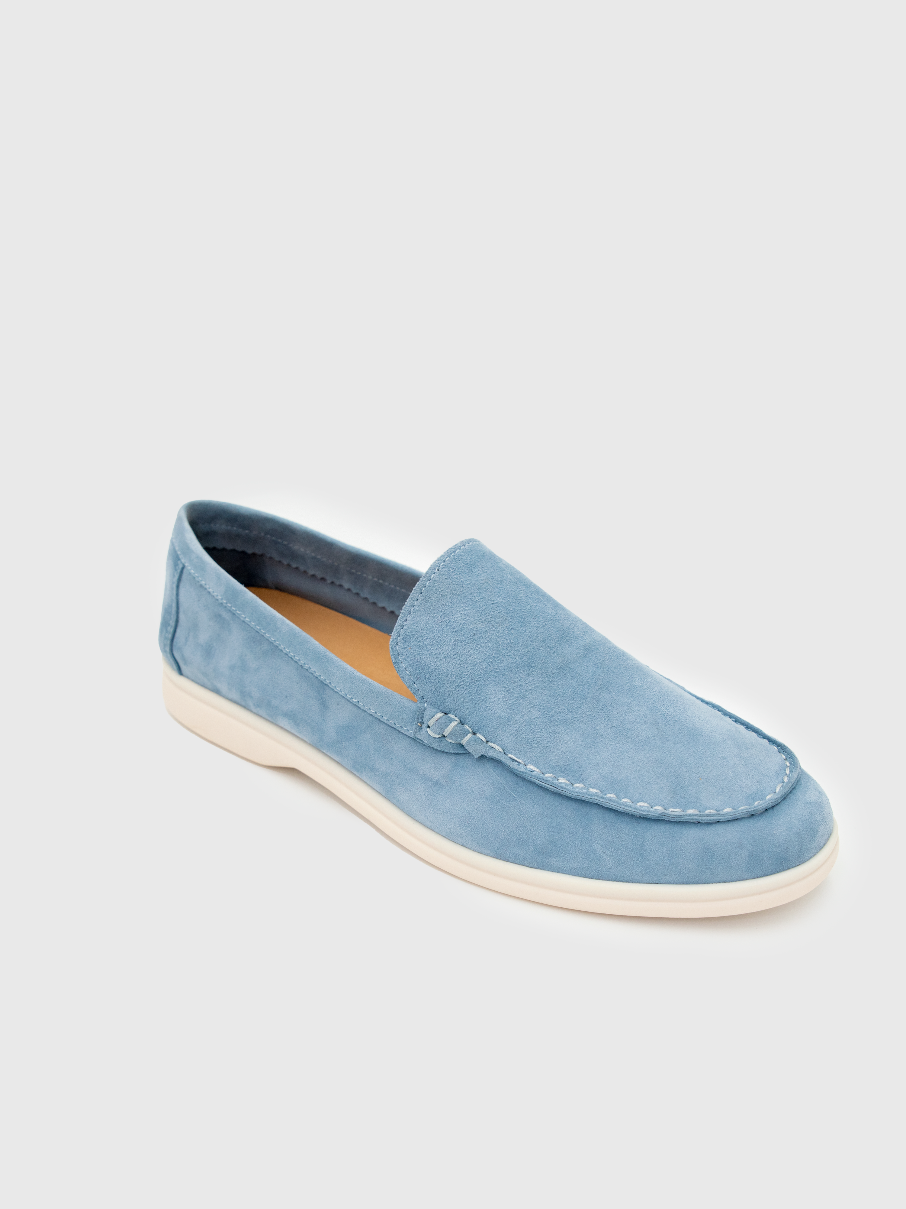 Marina Suede Loafers - Sky Blue