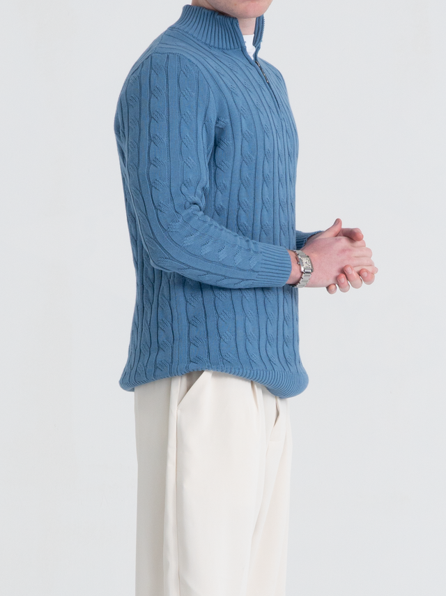 Nova Quarter Zip Sweater - Sky Blue